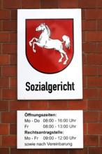 Sign social court of the federal state of Lower Saxony, here in Oldenburg, Lower Saxony, Germany