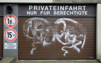 Property damage, smudges on a garage door