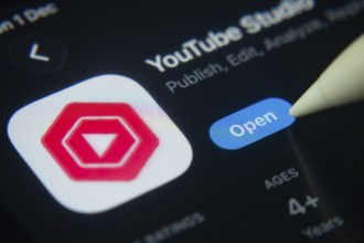 Dhaka, Bangladesh- 01 Dec 2025: A close-up of the Youtube Studio app icon in the App Store on an