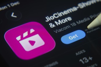 Dhaka, Bangladesh- 01 Dec 2025: A close-up of the JioCinema app icon in the App Store on an iPad