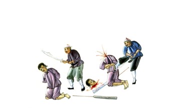 Jurisprudence, torture and punishment in medieval China, scene of the beheading of an offender,