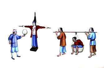Jurisprudence, torture and punishment in medieval China, the main scene depicts a convict tied to a