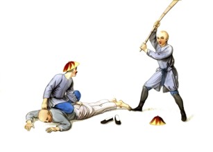Jurisprudence, torture and punishment in medieval China, illustration depicting spanking,