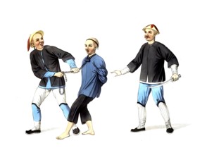 Jurisprudence, Torture and Punishment in Medieval China, This illustration shows a defendant being