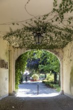 Passage through the gatehouse in Pulsnitz Castle Park, Saxony, Germany