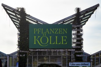 Pflanzen Kölle entrance area, garden center, Logo, Fellbach, Baden-Württemberg, Germany