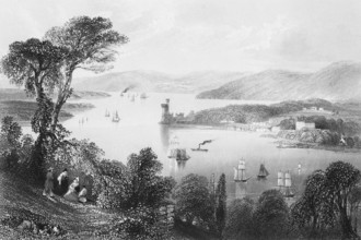 Glashaboy River with the town of Glanmire, County Cork, Ireland, idyllic landscape, river,