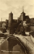 Historical postcard around 1900, Bautzen, view from the Crown Prince Bridge, Saxony, Germany,