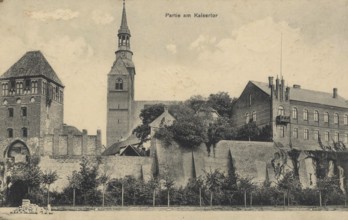 Historical postcard around 1900, Kaisertor in Tangermünde, Stendal district, Saxony-Anhalt,