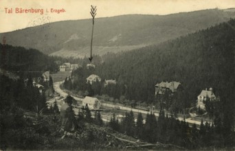 Historical postcard around 1900, Bärenburg im Erzgebirge, was a municipality and comprises the