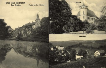 Historical postcard around 1900, Bärenstein in the Dresden district, district of the Saxon city of