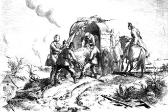 Prussian ambulance, woodcut from 1864