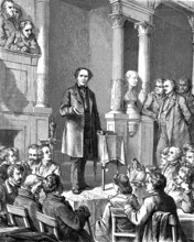 Ludwig Würkert in front of his community. Friedrich Ludwig Würkert, 1800 - 1876, was a Protestant