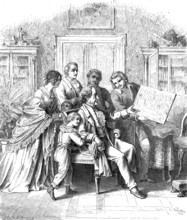 Visiting Johann Wolfgang von Goethe, 1749-1832, woodcut from 1864