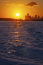 Detroit, Michigan USA - 4 February 2026 - The ice-choked Detroit River near downtown Detroit.