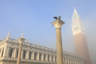 Campanile di San Marco in fog, Venice, Veneto, Italy