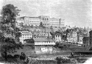 The Federal Polytechnic in Zurich, Switzerland, woodcut from 1864