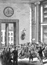 Before closing time on Friday evening in London, woodcut from 1864