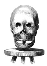 Instruments of torture: The Skull, Skull, woodcut from 1864