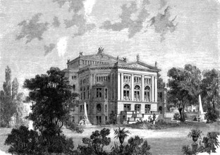 The Wallnertheater, Wallner-Theater, Berlin, woodcut from 1864