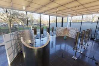 Lehmbruck-Museum, glass hall with installation by Flaka Haliti, Duisburg, North Rhine-Westphalia,