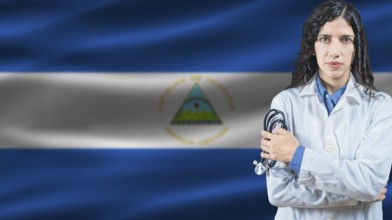 Nicaraguan national health system, Medical professional on Nicaragua flag background