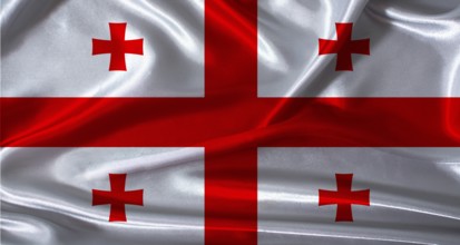 National flag of Georgia with cloth texture. Georgia flag with realistic texture background