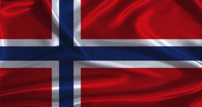 Norway flag with cloth textured background. National flag of Norway with realistic texture