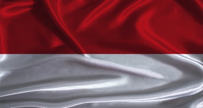 Monaco flag with cloth textured background. National flag of Monaco with realistic texture