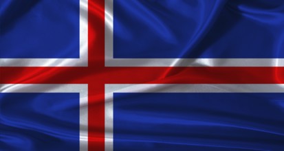 National flag of Iceland with cloth texture. Iceland flag with realistic texture background