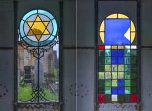Colored windows in a grave of the first Jewish mayor Dr. Eduard Reiss in Czernowicz, 1850-1907,