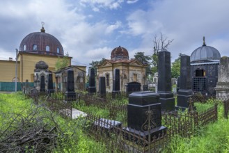 German-Jewish graves, synagogue and memorial in the back, Jewish cemetery, since 1866, Czernowicz,