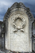 Tombstone and relief with flower wreath, Jewish cemetery, since 1866, Czernowicz, Bukovina, Ukraine