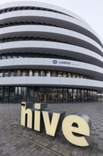 Largo office building with Hive logo, myhive offices, Medienhafen Düsseldorf, North