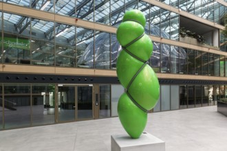 Blow up sculpture by sculptor Stephan Marienfeld, atrium of the EUREF Campus Düsseldorf, European