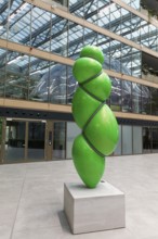 Blow up sculpture by sculptor Stephan Marienfeld, atrium of the EUREF Campus Düsseldorf, European
