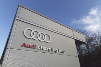 Audi charging station for electric cars on EUREF Campus Düsseldorf, European Energy Forum for