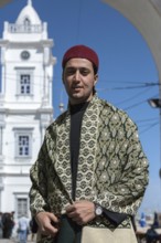 Tripoli, Libya, North Africa. A Libyan man in traditional clothes in the historic quarter