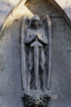 Saint Michael's grave relief with sword, detail of the Nourishing Mausoleum, Nordfriedhof