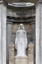 Seated marble female figure by sculptor Karl Janssen, burial place of the Henkel family of