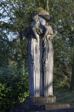 Tomb sculpture with female caryatids by sculptor Fritz Klimsch, Behrens grave site, Nordfriedhof