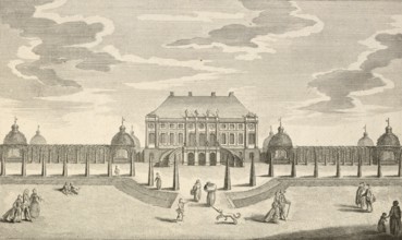 Margravial pleasure palace Monplasir in Schwedt, around 1850, Germany, authentic, digitally