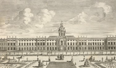 Charlottenburg Palace, garden side, around 1850, Berlin, Germany, authentic, digitally restored