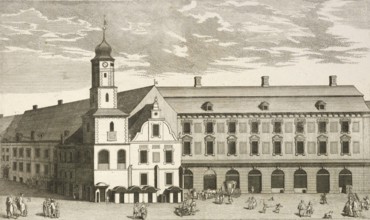 Berlin City Hall in Spandauer Straße, corner of Königsstraße, around 1850, Germany, authentic,