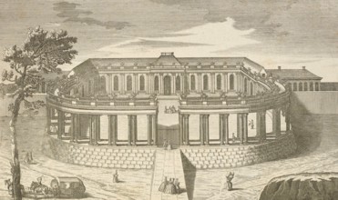 Royal pleasure palace Sanssoucy, Sanssouci near Potsdam, back, around 1850, Germany, authentic,