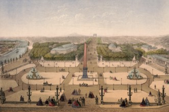 Place de la Concorde, Concord Square, the largest square in Paris, around 1900, France, authentic,
