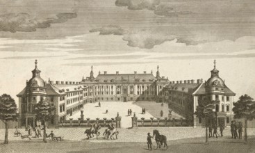 Margrave's Castle in Schwedt, front, around 1850, Germany, authentic, digitally restored