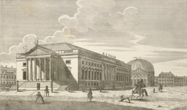 Royal Opera House in Berlin, Germany, around 1850, authentic, digitally restored reproduction from