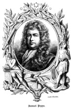 Samuel Pepys (1633-1703) famous travel book and diary author of his time, Secretary of State in the