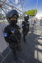 Police officers in gear in the old town zone 1, Guatemala City, Guatemala Department, Guatemala